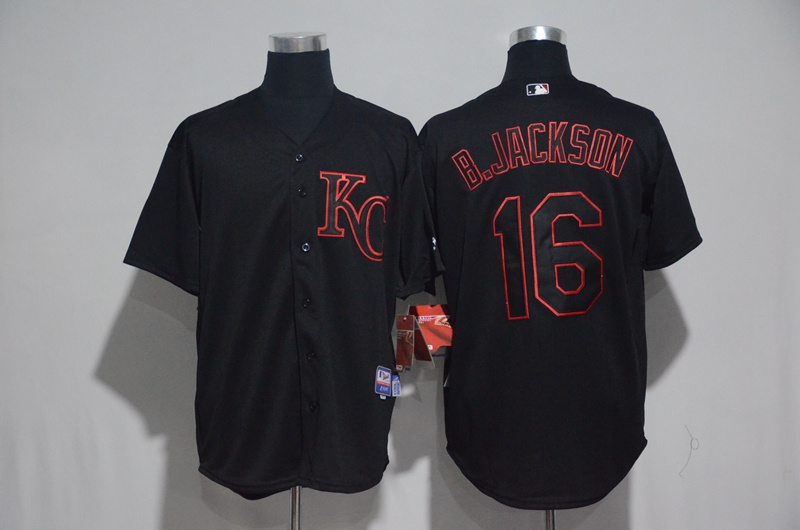 2017 MLB Kansas City Royals #16 B.Jackson Black Classic Jerseys->los angeles angels->MLB Jersey